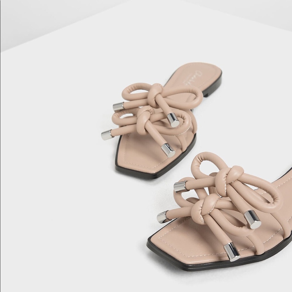 Square Toe Double Bow Slides
